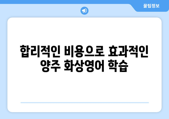 양주1동 화상 영어, 비용 얼마나 들까요? | 양주시, 화상영어 비용, 추천 학원