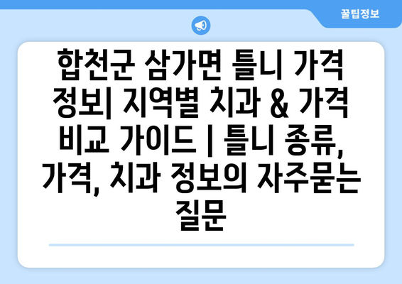 합천군 삼가면 틀니 가격 정보| 지역별 치과 & 가격 비교 가이드 | 틀니 종류, 가격, 치과 정보