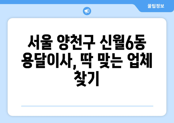 서울 양천구 신월6동 용달이사 전문 업체 추천 | 저렴하고 안전한 이사, 지금 바로 상담하세요!