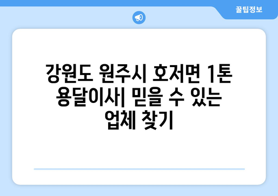 강원도 원주시 호저면 1톤 용달이사| 믿을 수 있는 업체 찾기 | 용달 이사, 가격 비교, 추천