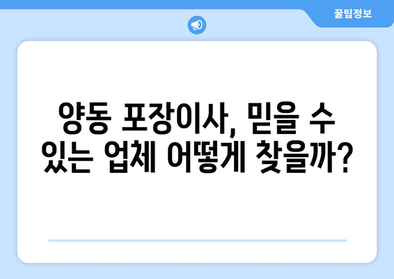 광주 서구 양동 포장이사 전문 업체 비교 가이드 | 이삿짐센터 추천, 견적 비교, 서비스 후기