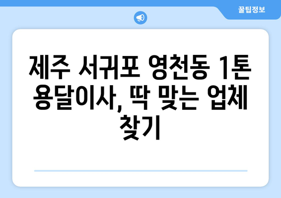 제주 서귀포 영천동 1톤 용달이사| 가격 비교 & 업체 추천 | 견적, 이삿짐센터, 저렴한 이사